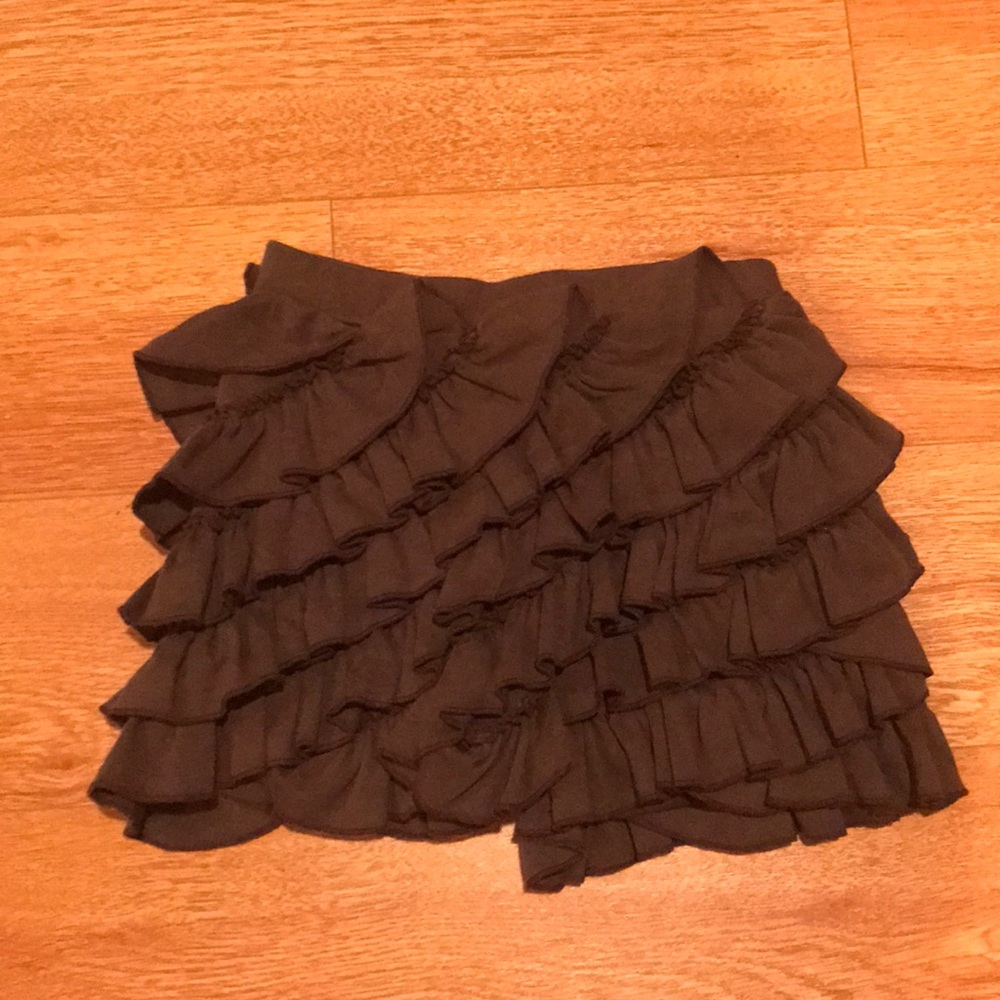 Lemon Loves Lime Brown Ruffled Short Skirt 3 EUC